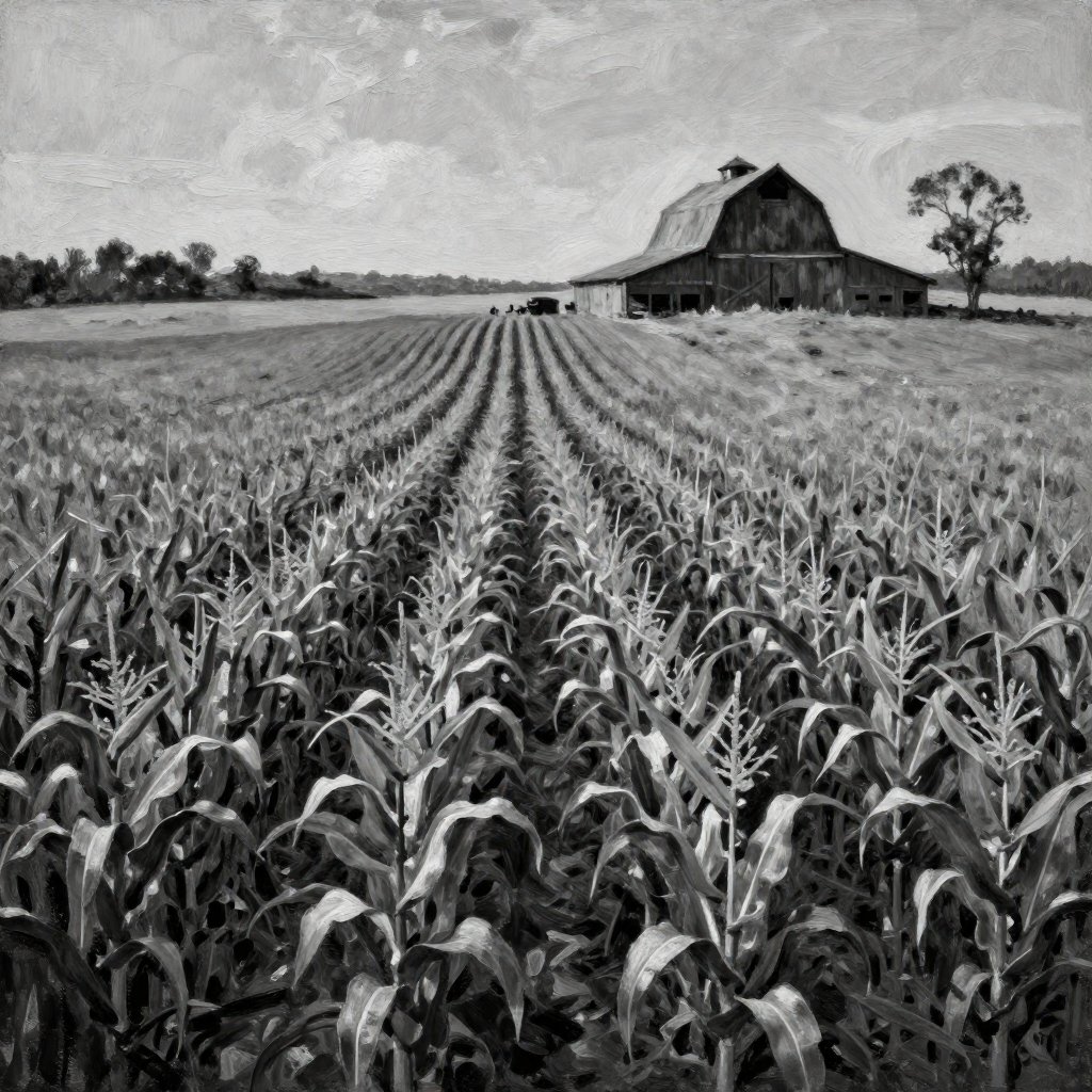 Corn field and barn — country roots